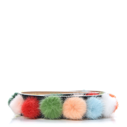 Fendi Vitello Dolce Mink Fur Bi-Color Pom Pom Strap You Black Makeup Multicolor 2 of 4