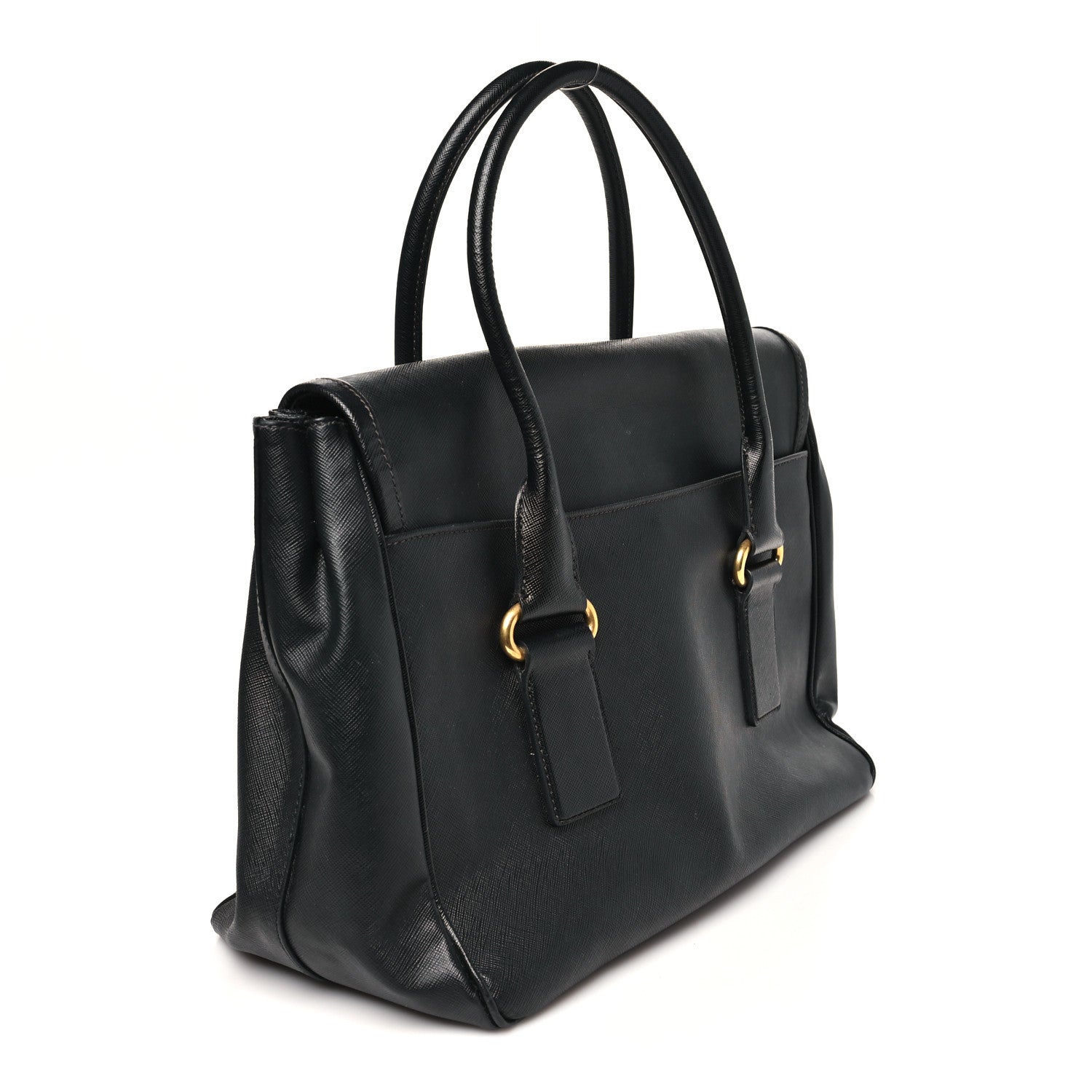 Prada Saffiano Top Handle Satchel Black 3 of 9