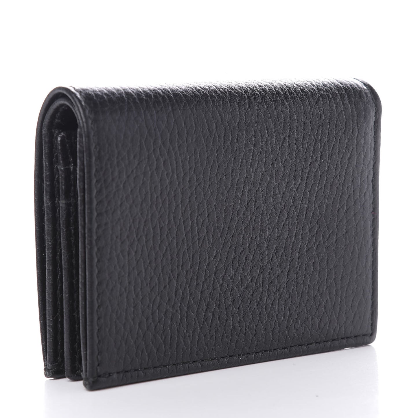 Pebbled Calfskin GG Marmont Card Case Black