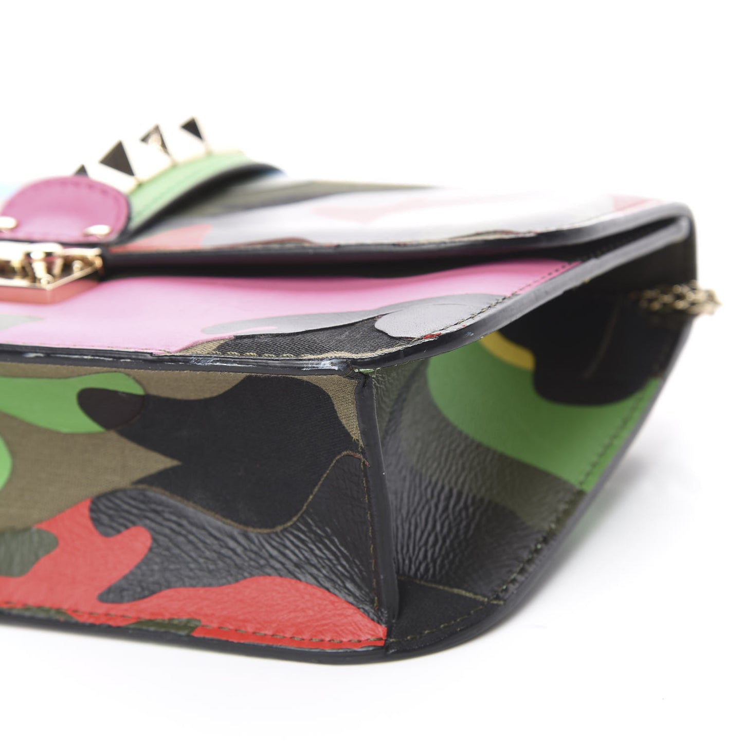 Nappa Canvas Camouflage Medium Glam Lock Rockstud Flap Multicolor