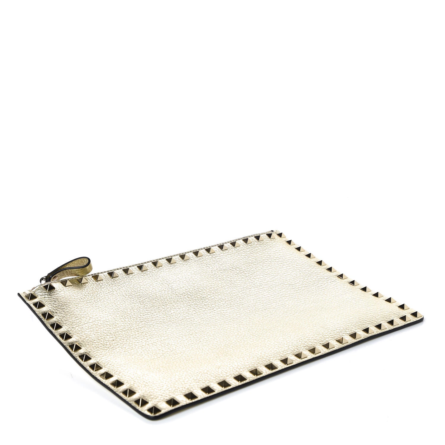 Valentino Garavani Grained Calfskin Large Rockstud Zip Pouch Platino 4 of 8