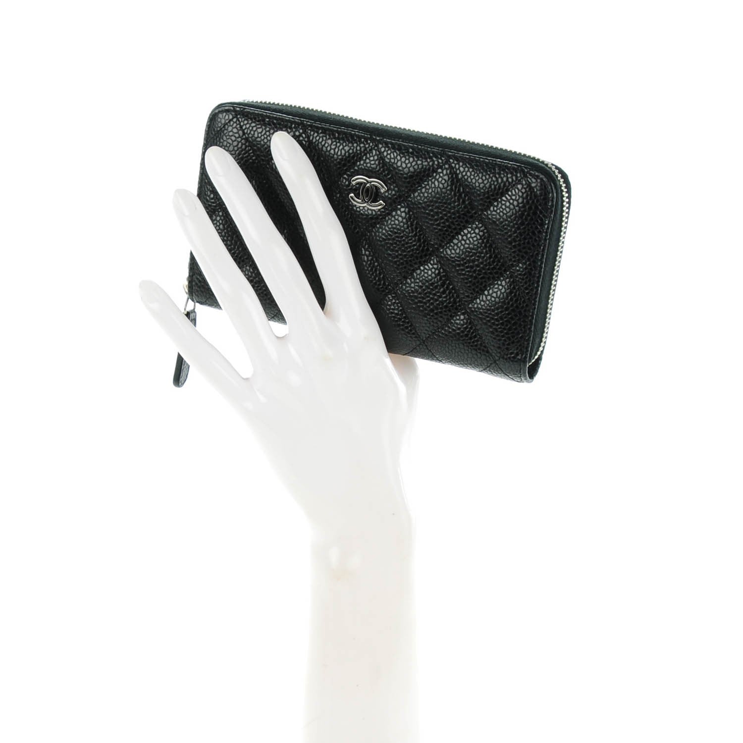 Chanel Caviar Quilted Small Zip Around Wallet Black 2 of 8