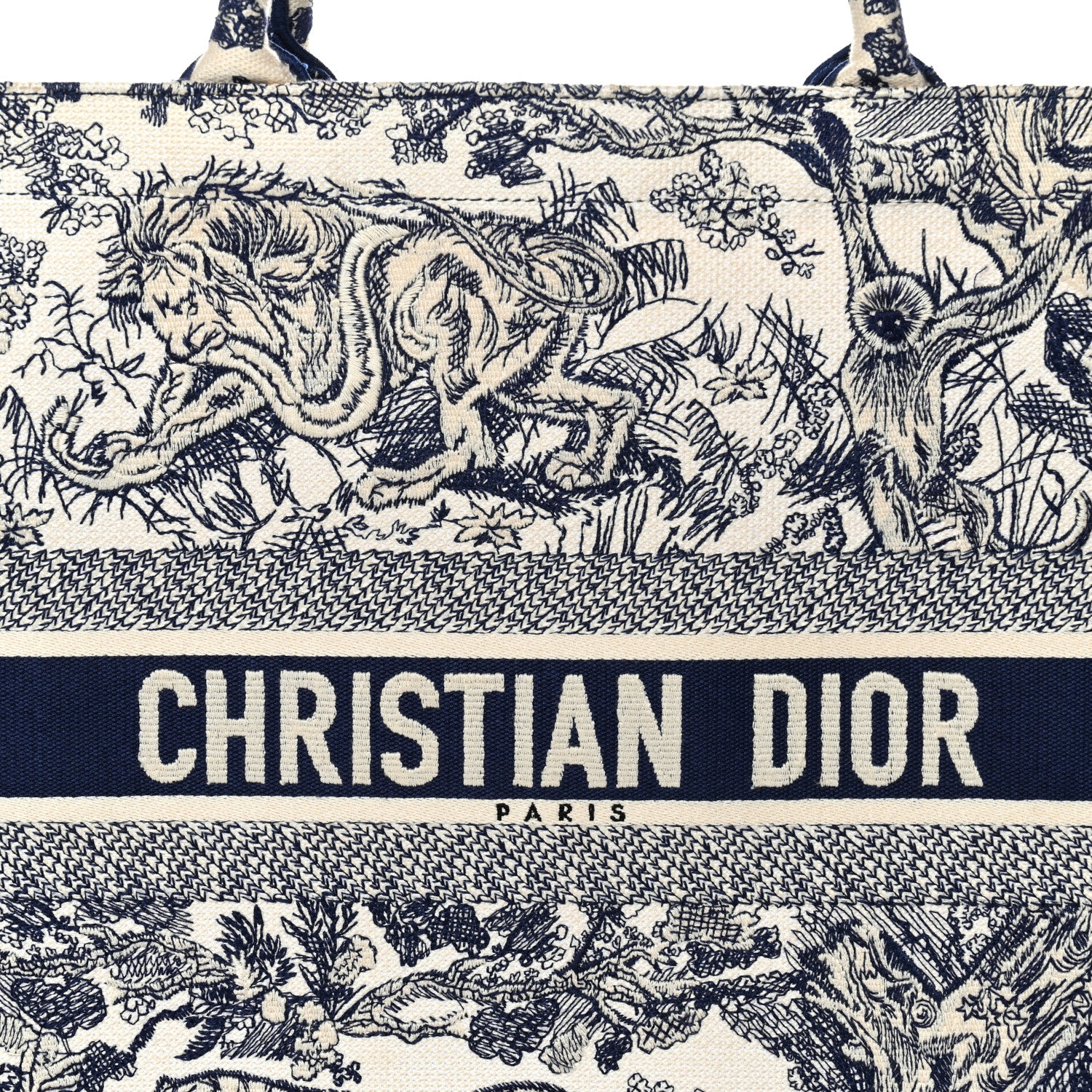 Christian Dior Canvas Embroidered Large Dioriviera Toile De Jouy Book Tote Blue 15 of 27