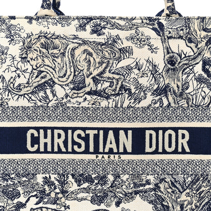 Christian Dior Canvas Embroidered Large Dioriviera Toile De Jouy Book Tote Blue 15 of 27