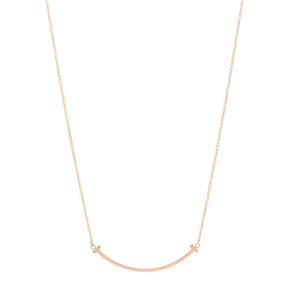 Tiffany 18K Rose Gold Small T Smile Pendant Necklace 1 of 5