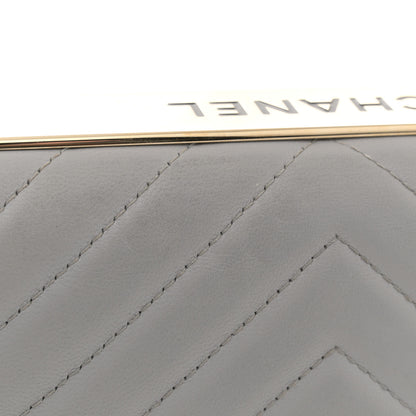 Chanel Lambskin Chevron Quilted Trendy CC Wallet On Chain WOC Grey 12 of 12