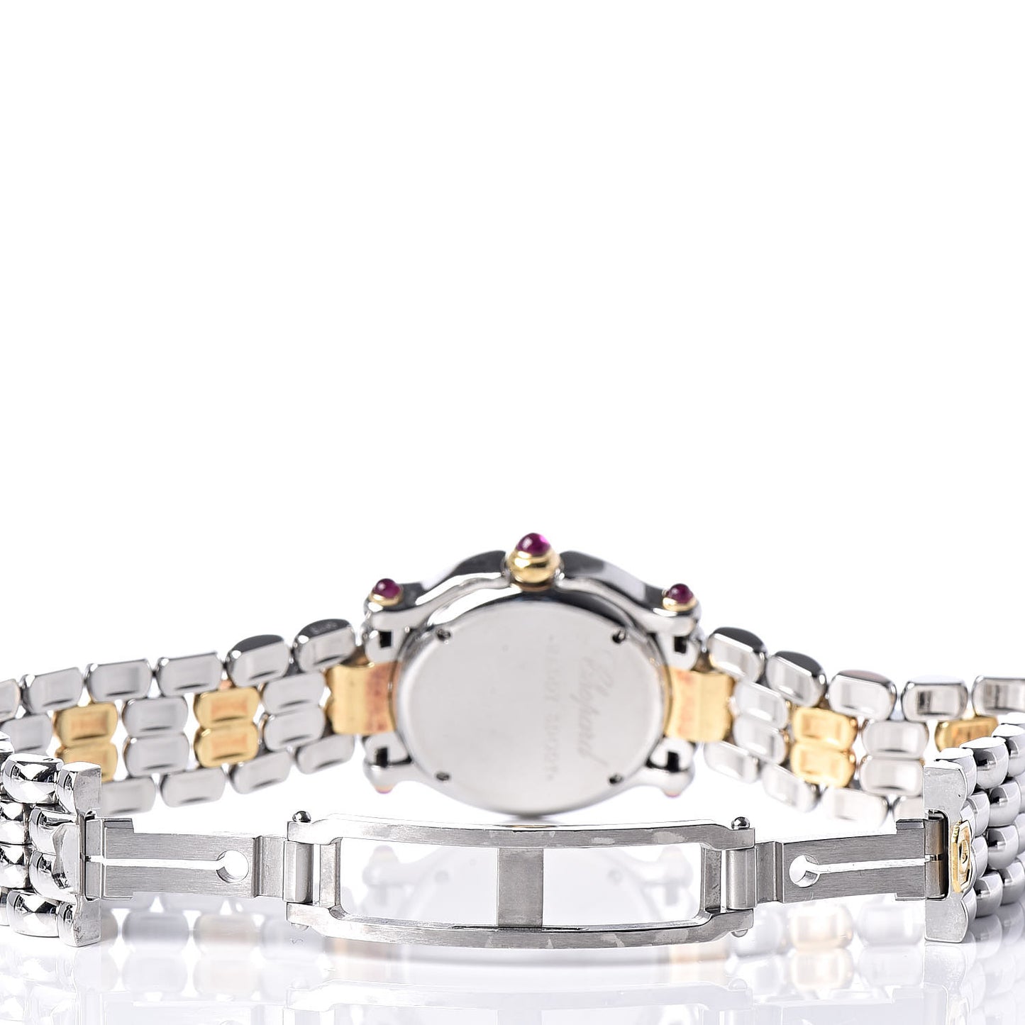 Stainless Steel 18K Yellow Gold 5 Diamond 26mm Happy Sport Quartz Watch