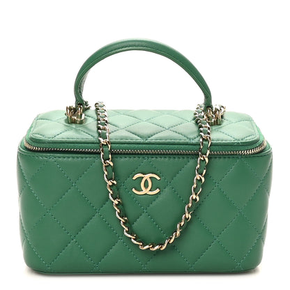Chanel Lambskin Quilted Small Top Handle Vanity Case With Chain Green 1 of 11