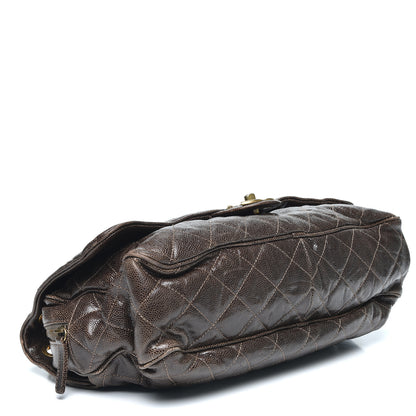 Chanel Crumpled Grained Calfskin Quilted Maxi Shiva Flap Brown 3 of 8