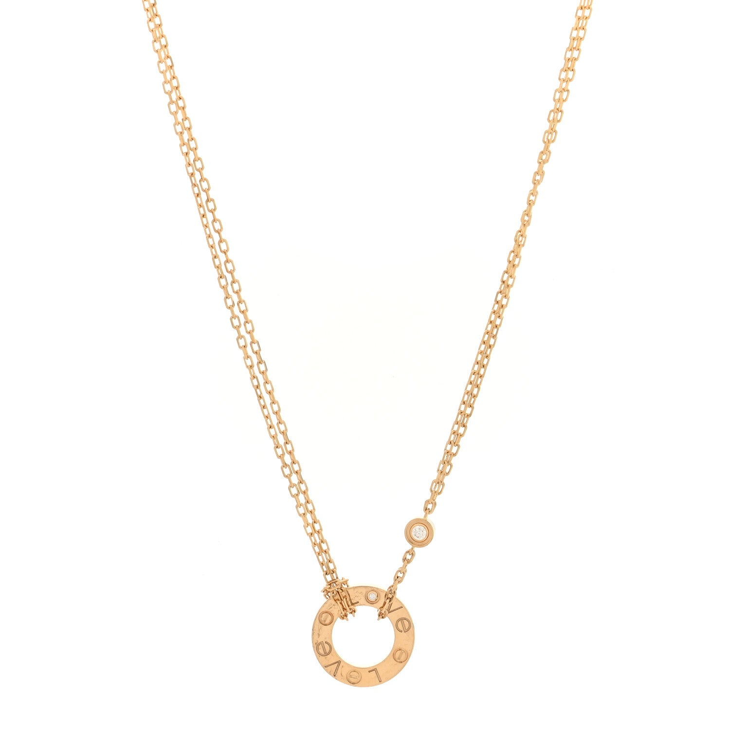 Cartier 18K Yellow Gold 2 Diamond LOVE Necklace 1 of 4