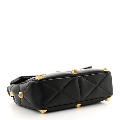 Valentino Garavani Nappa Large Roman Stud Shoulder Bag Black 4 of 10