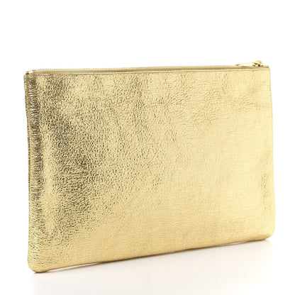 Saint Laurent Metallic Calfskin Zipped Pouch Gold 3 of 10