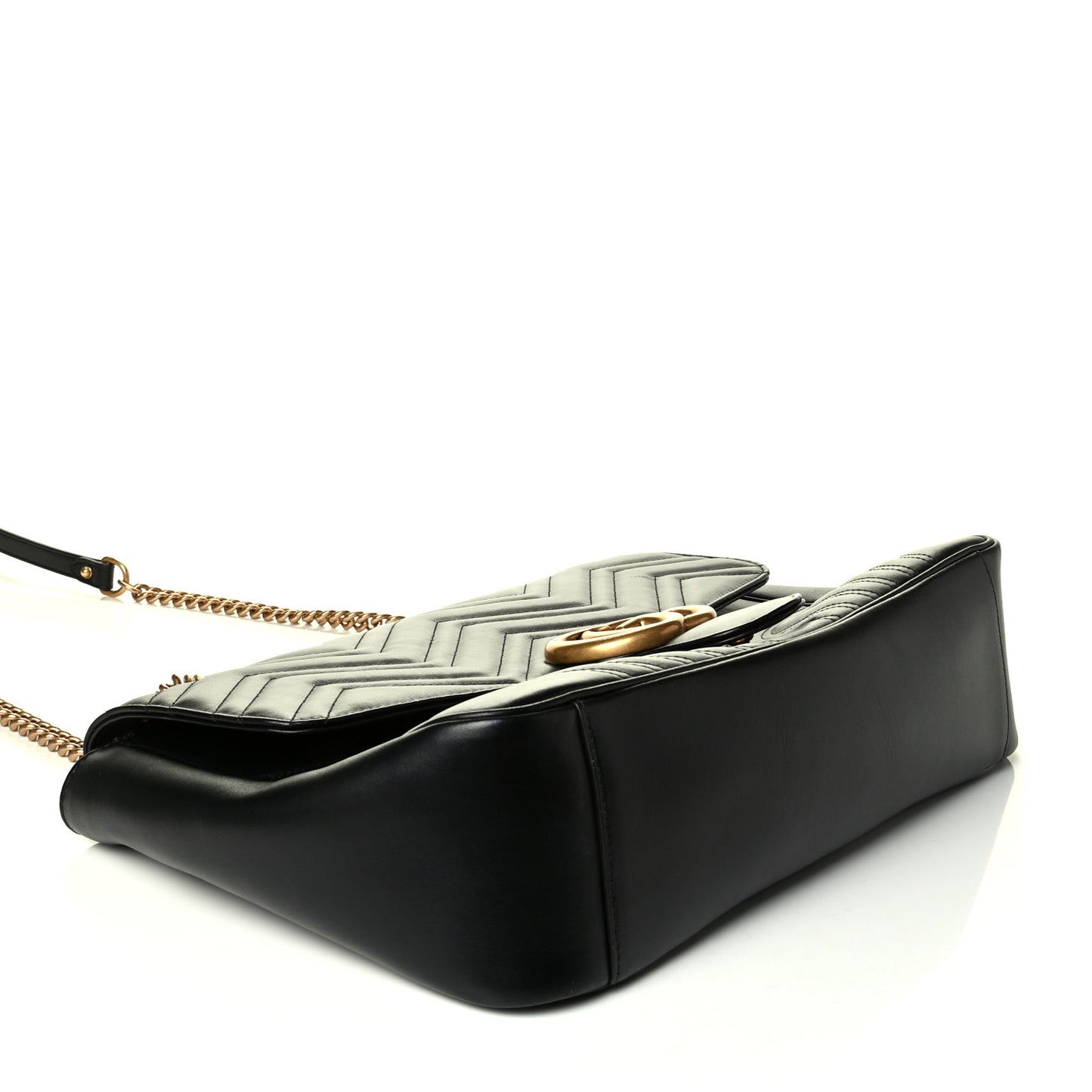 Calfskin Matelasse Large GG Marmont Shoulder Bag Black