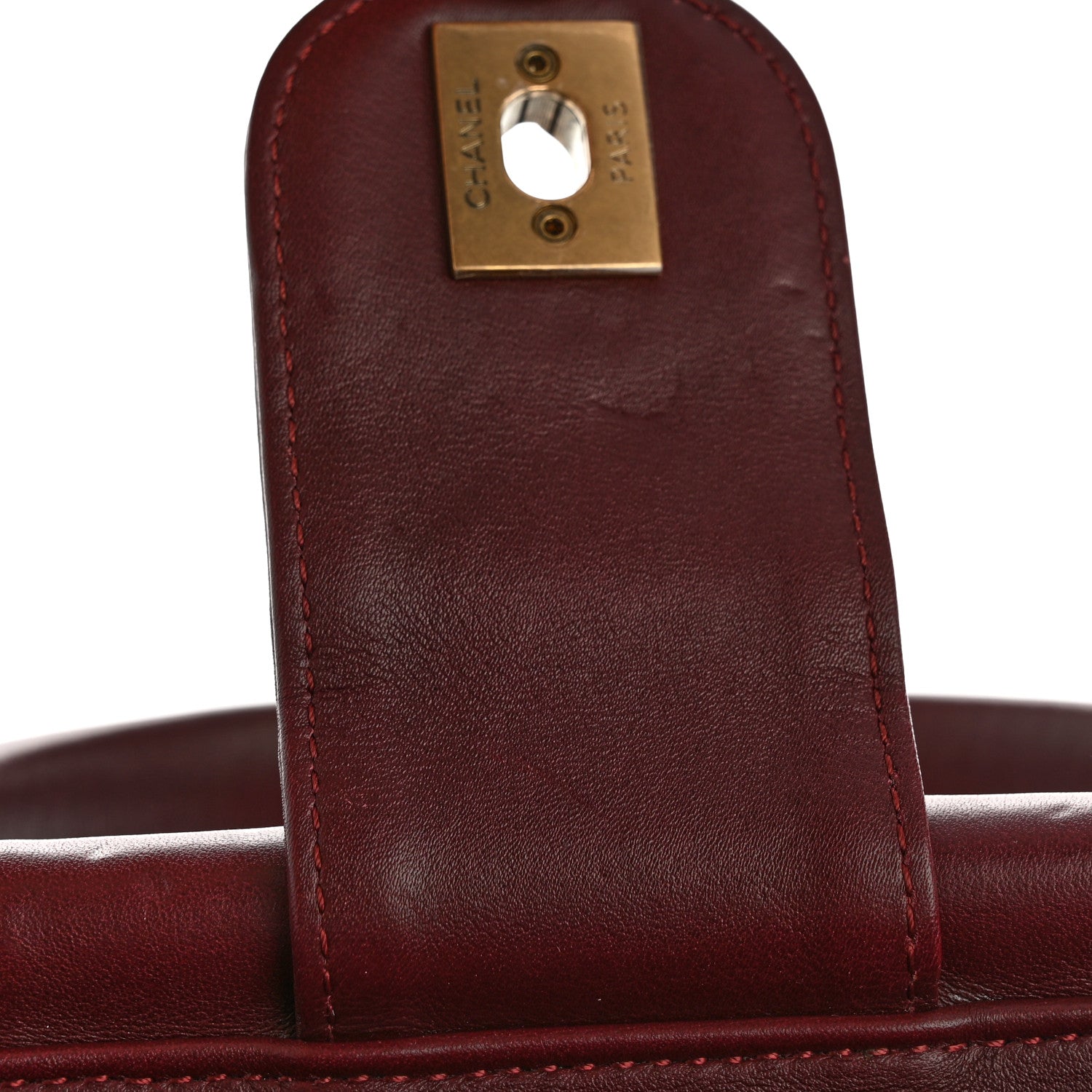 Chanel Glazed Calfskin Quilted Small Gold Bar Tote Red 11 of 15