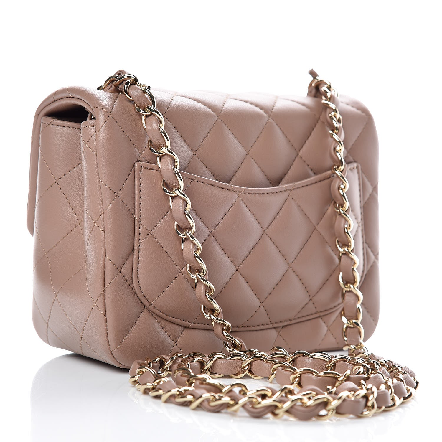 Chanel Lambskin Quilted Mini Square Flap Dark Beige 3 of 9