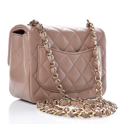 Chanel Lambskin Quilted Mini Square Flap Dark Beige 3 of 9