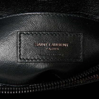 Saint Laurent Sheepskin Matelasse Chevron Monogram Monochrome Medium College Bag Black 7 of 11