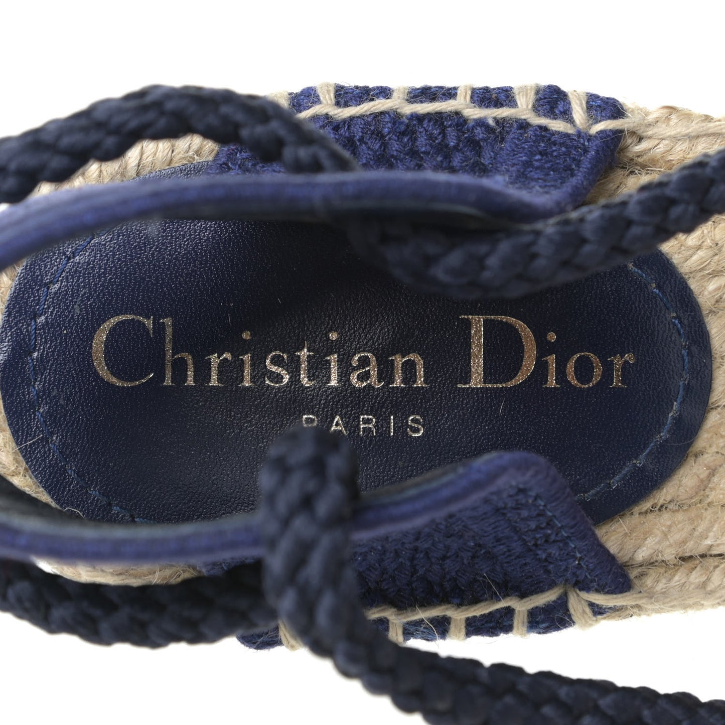 Canvas Embroidered Granville Ankle Tie Espadrille Wedges 40 Indigo Blue