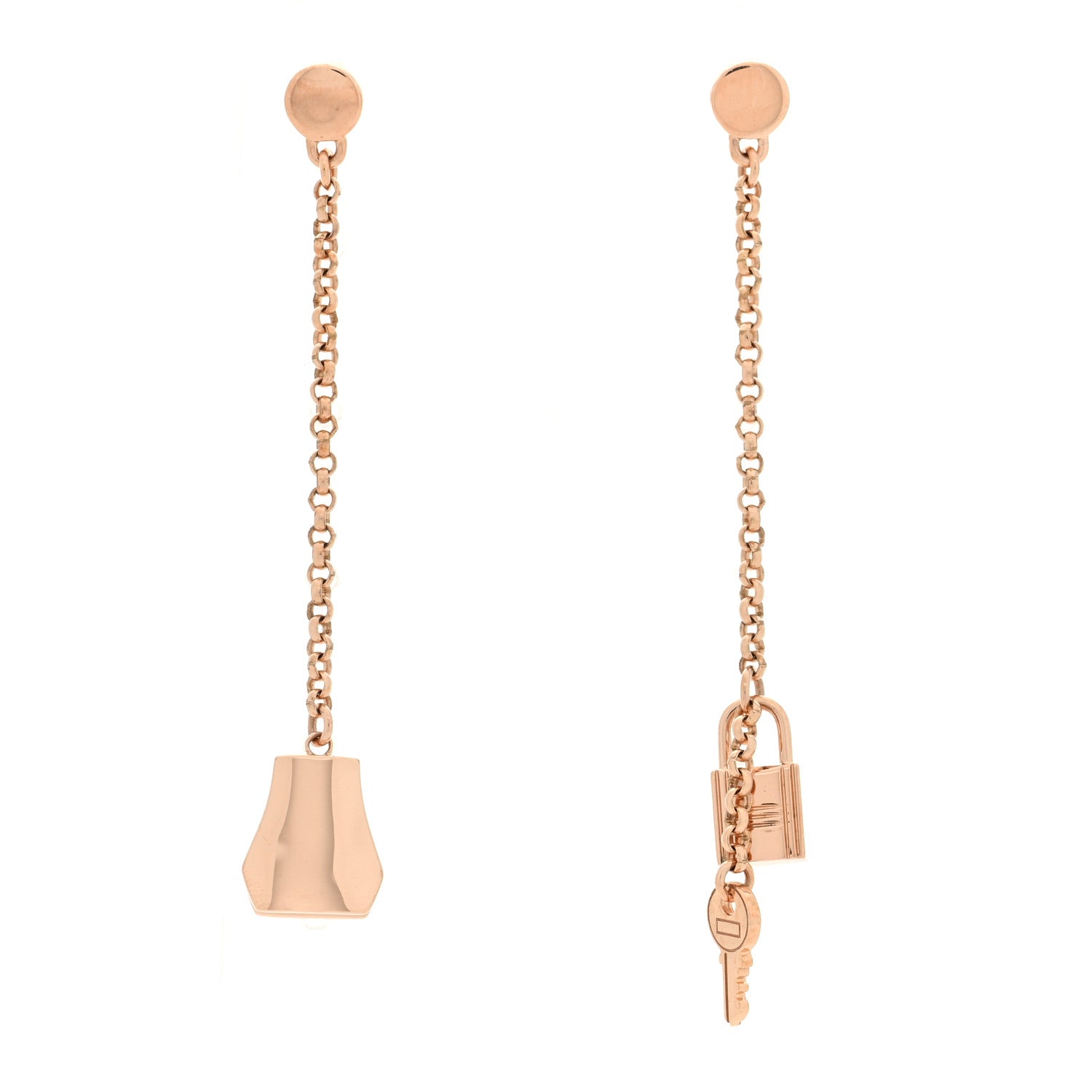 Hermes 18K Rose Gold Kelly Clochette Earrings 1 of 5
