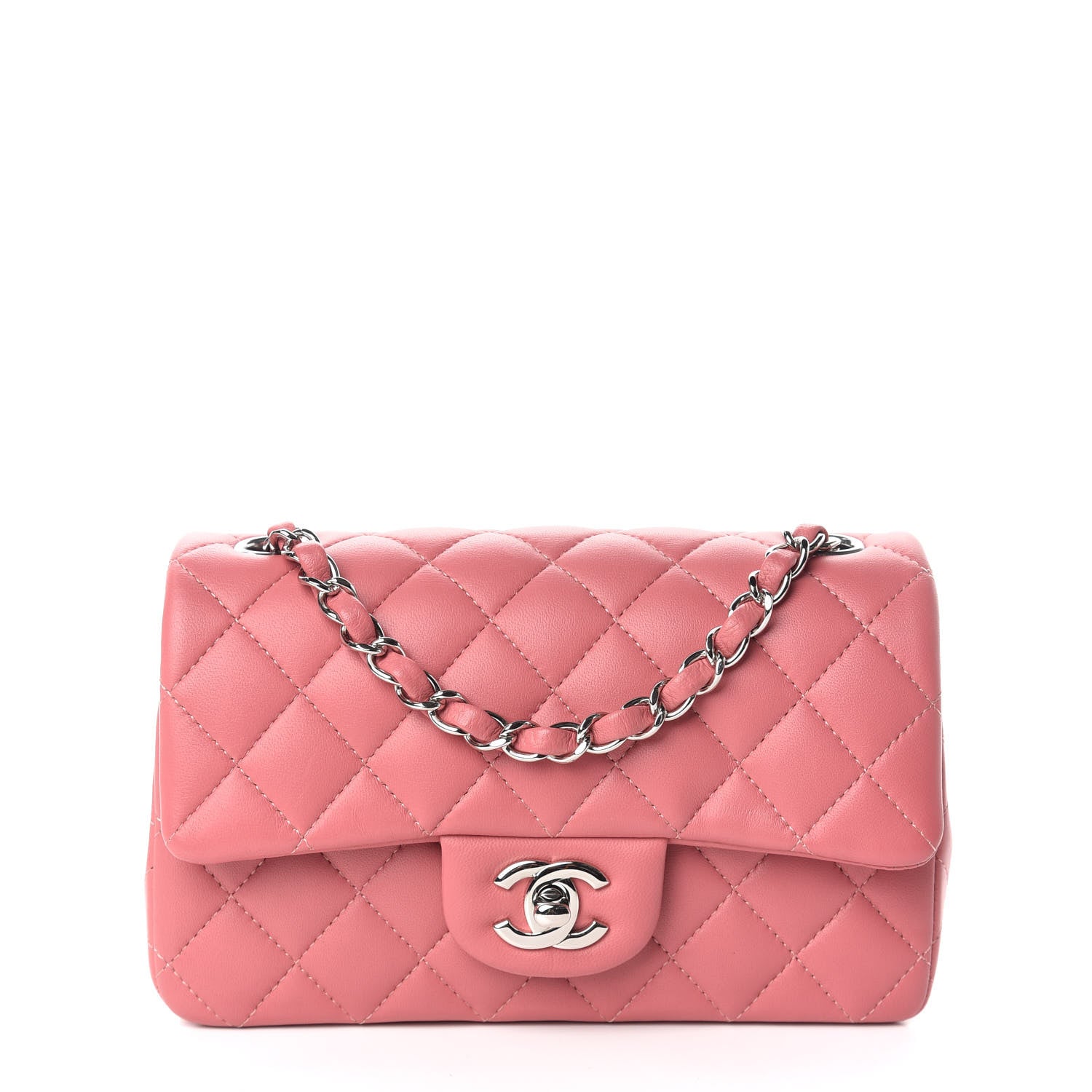 Chanel Lambskin Quilted Mini Rectangular Flap Pink 1 of 10