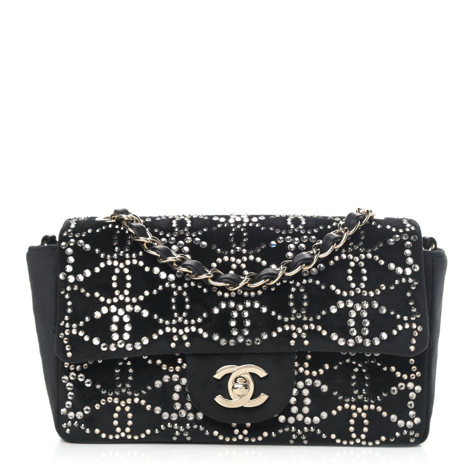 Chanel Velvet Crystal Mini Rectangular Flap Black 1 of 4