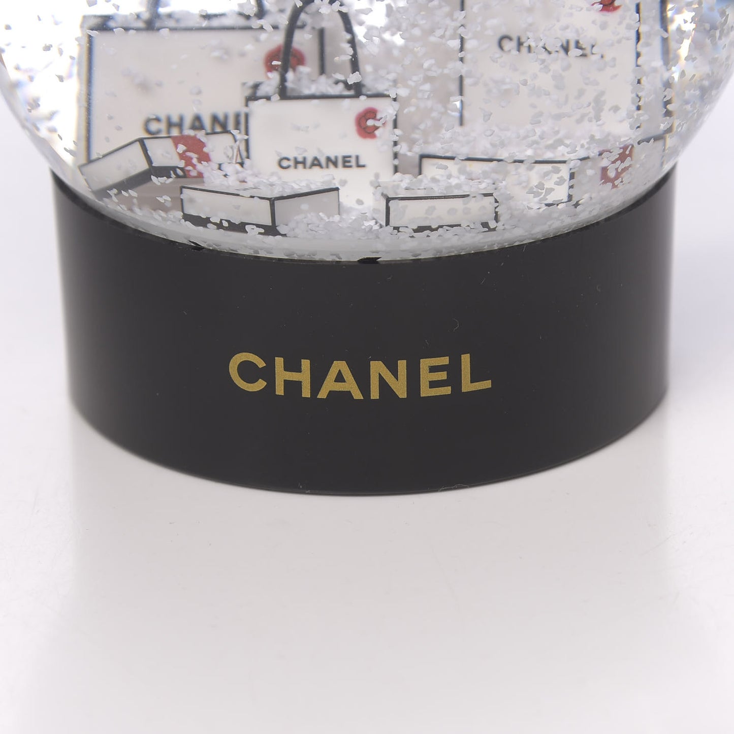 Glass CC Shopping Bag Snow Globe