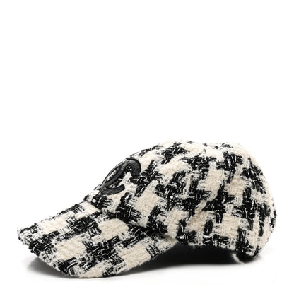 Chanel Metallic Tweed CC Cap Hat M White Black 1 of 9