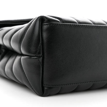 Saint Laurent Calfskin Y Quilted Monogram Monochrome Small Loulou Chain Satchel Black 9 of 10