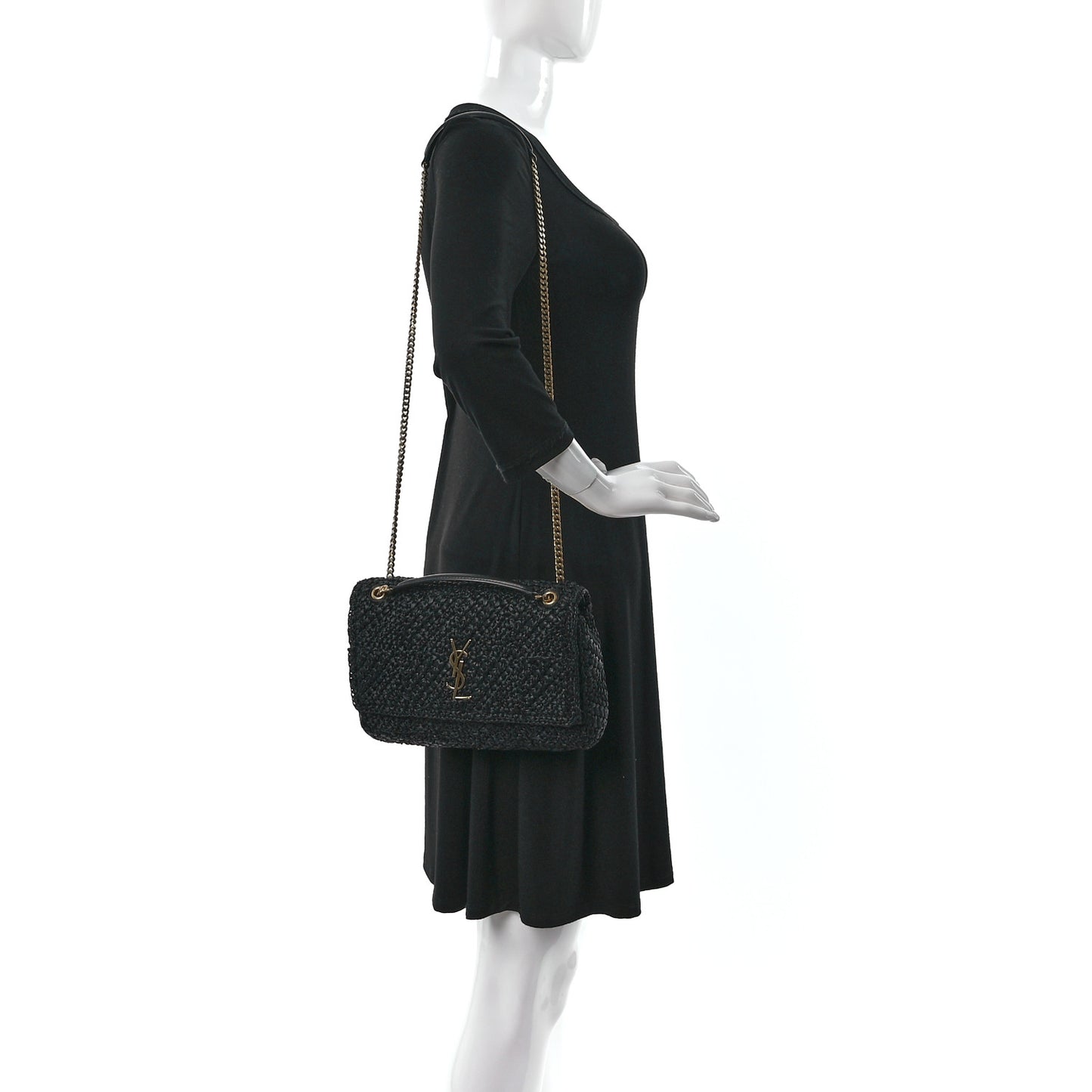Raffia Monogram Medium Jamie Black