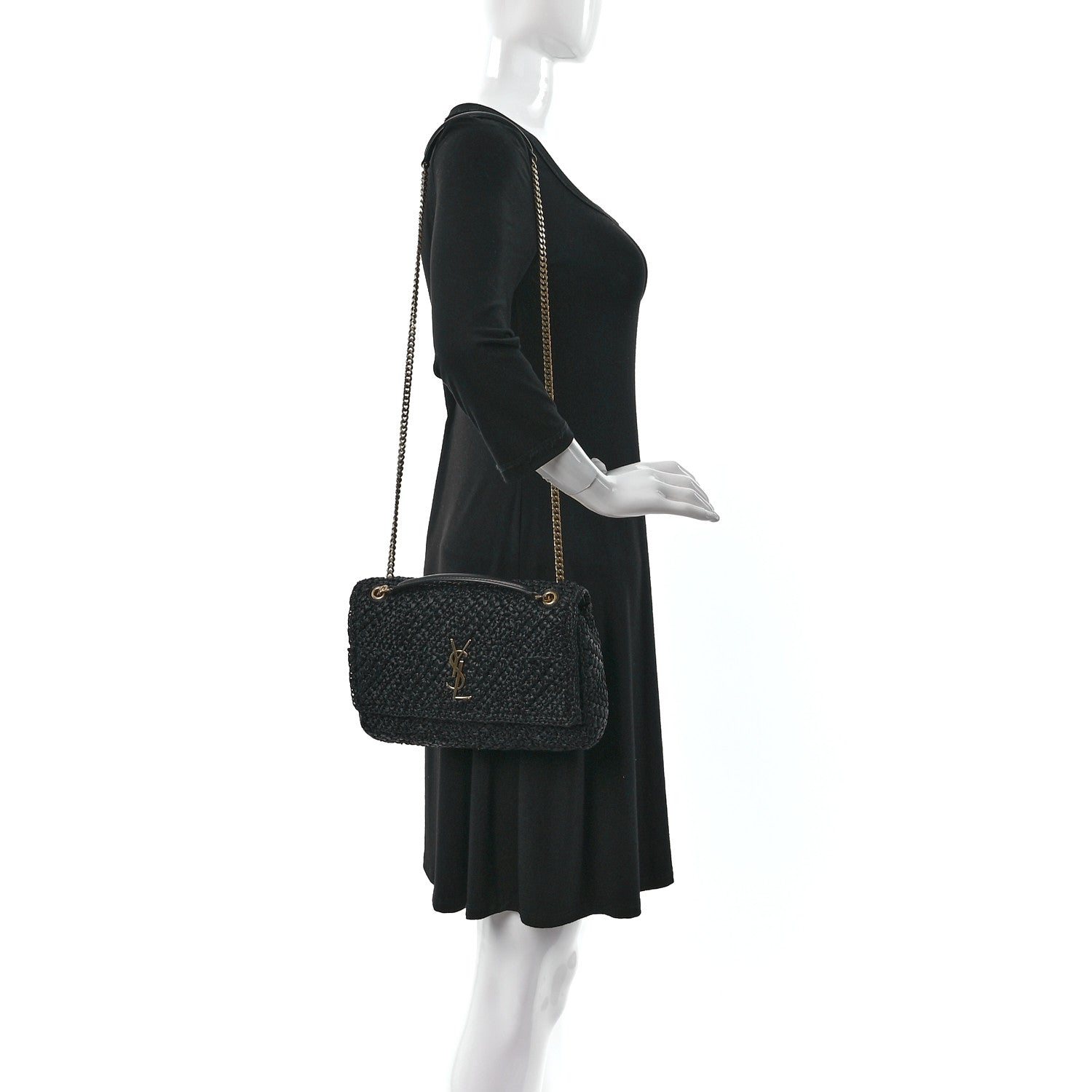 Saint Laurent Raffia Monogram Medium Jamie Black 2 of 7