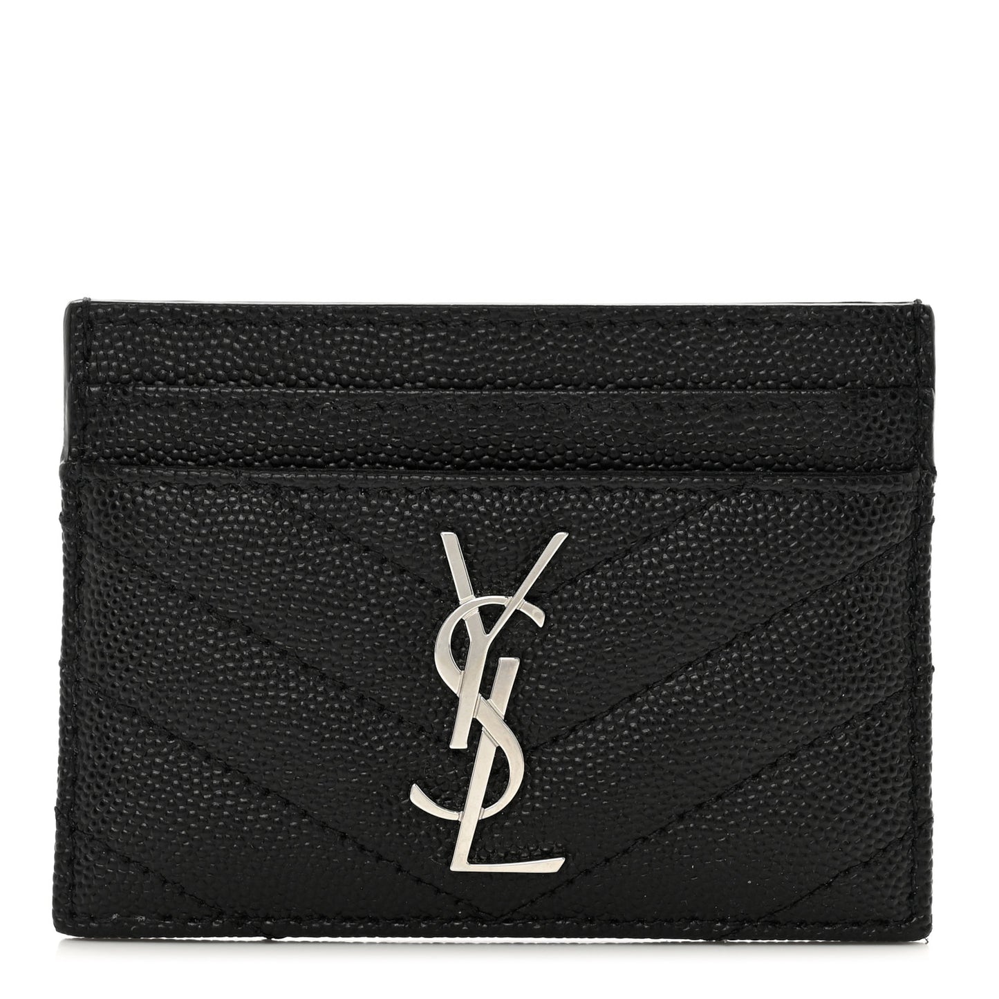 Grain De Poudre Matelasse Chevron Monogram Credit Card Case Black