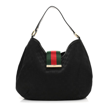 Gucci Monogram Large New Ladies Web Hobo Black 1 of 13