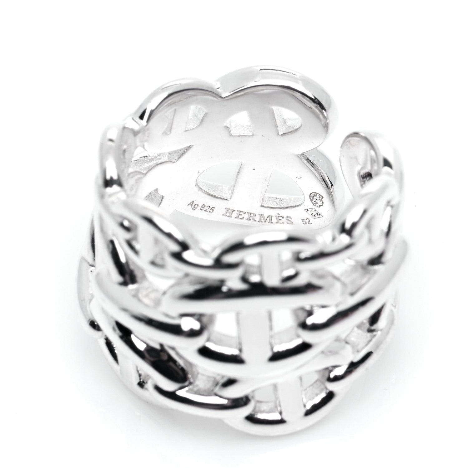 Hermes Sterling Silver GM Chaine d'Ancre Enchainee Band Ring 52 6 5 of 6