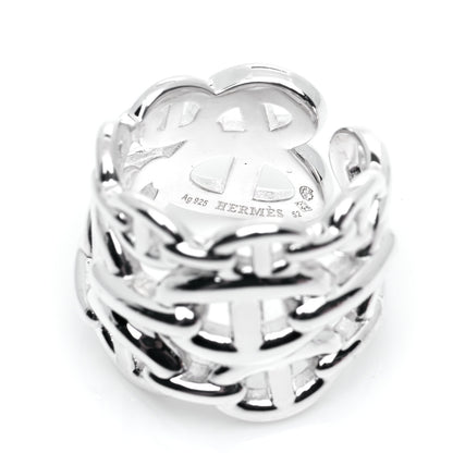 Hermes Sterling Silver GM Chaine d'Ancre Enchainee Band Ring 52 6 5 of 6