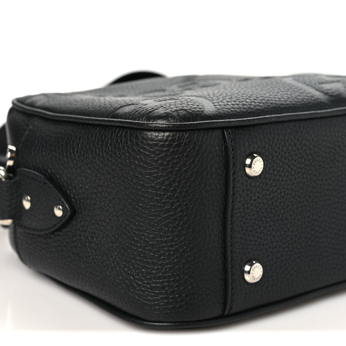 Piuma Calfskin Jumbo GG Embossed Messenger Bag Black