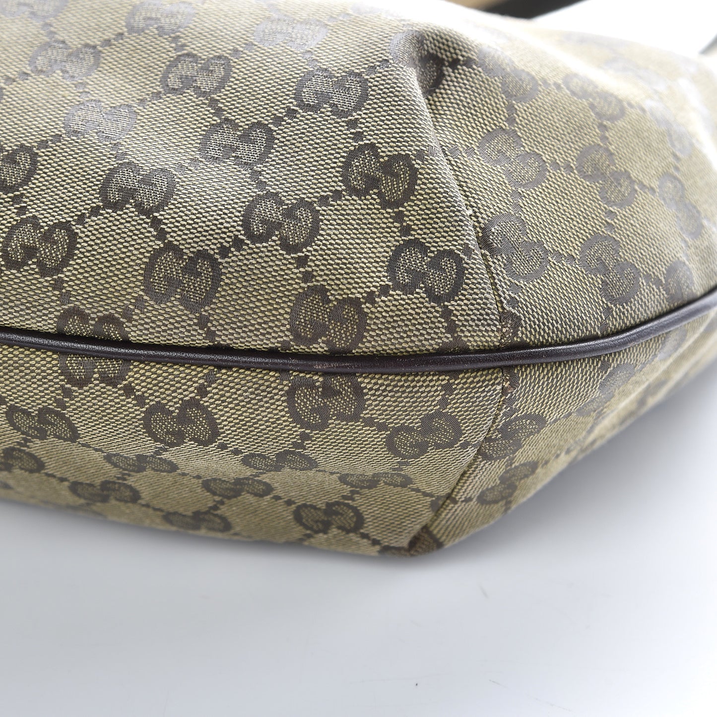 GG Plus Monogram Web Medium Half Moon Hobo Dark Brown