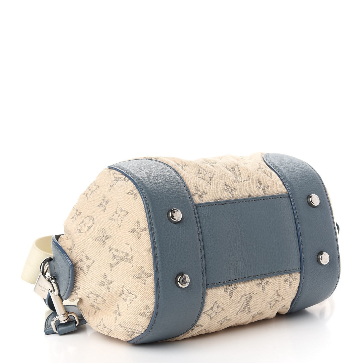 Monogram Denim Pochette Round Blue