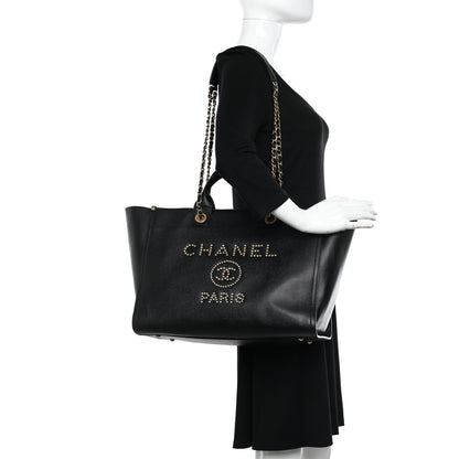 Chanel Caviar Medium Studded Deauville Tote Black 2 of 15