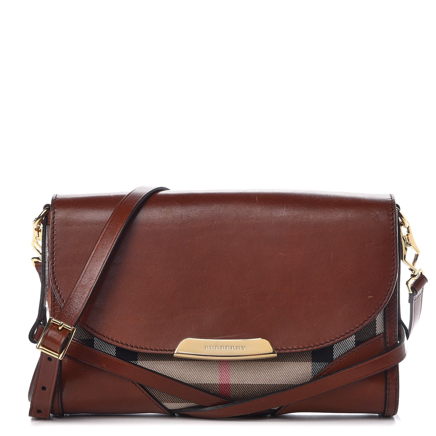 House Check Bridle Calfskin Small Abbott Crossbody Bag Tan