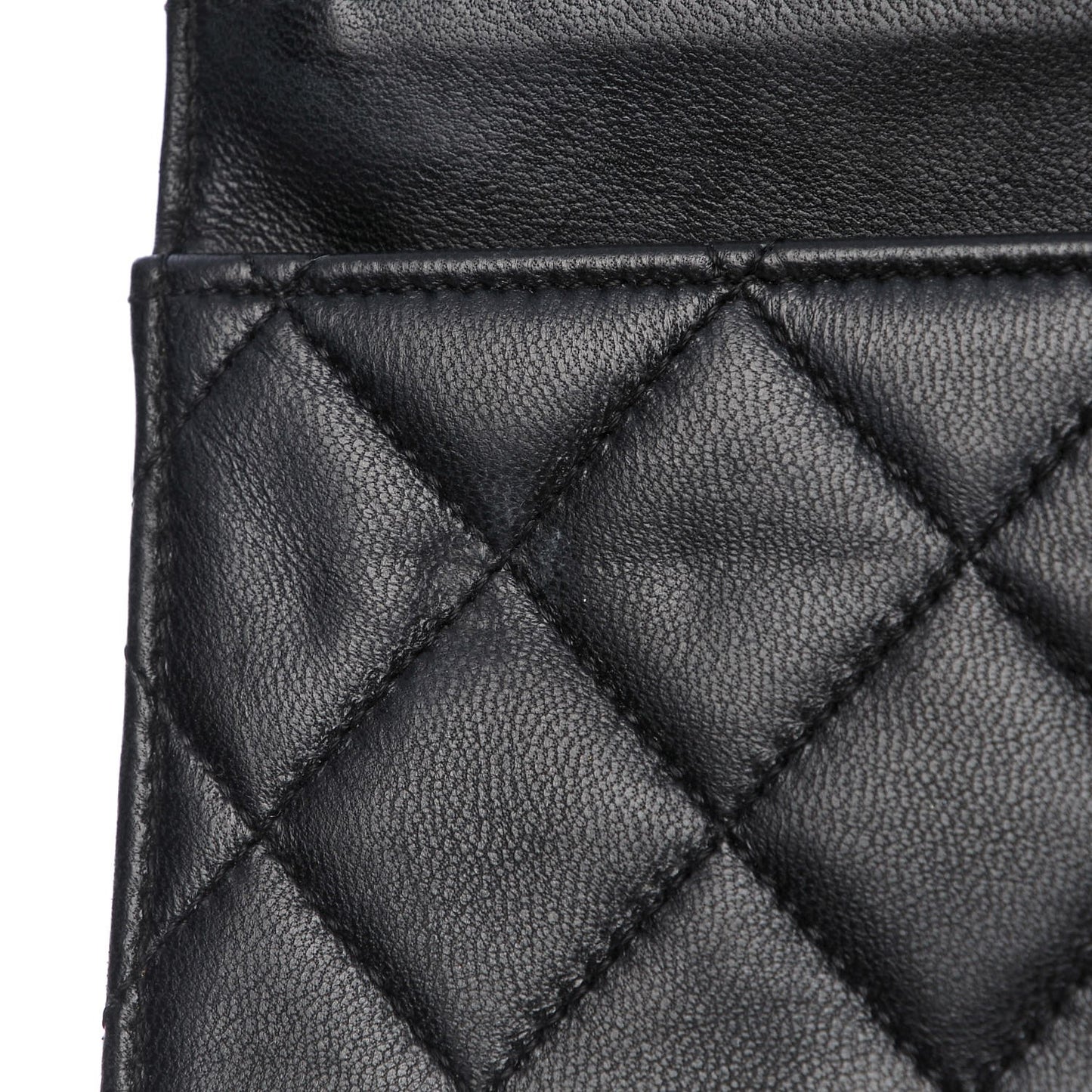 Lambskin Quilted Wallet On Chain WOC Black