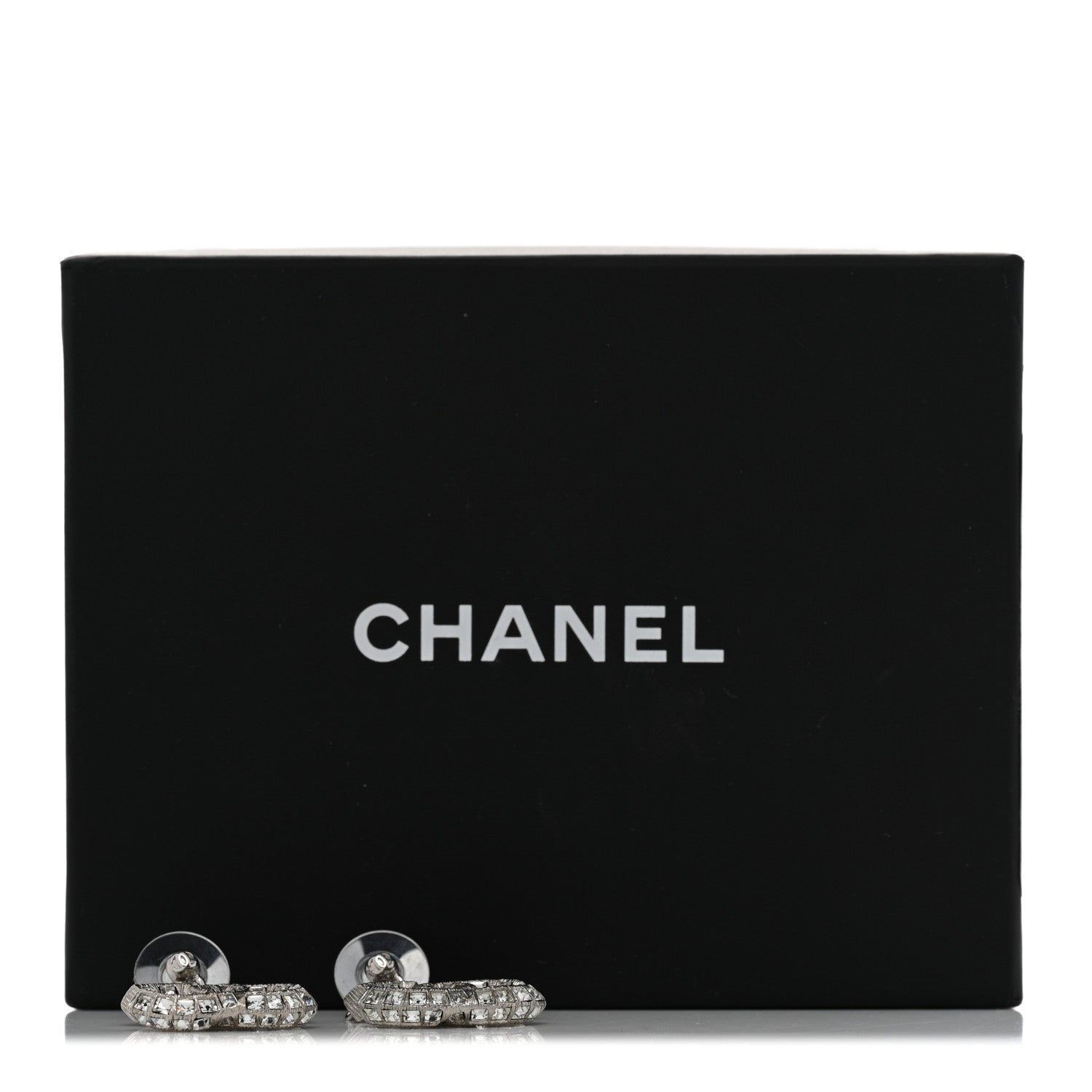 Chanel Baguette Crystal CC Drop Earrings Silver 5 of 5
