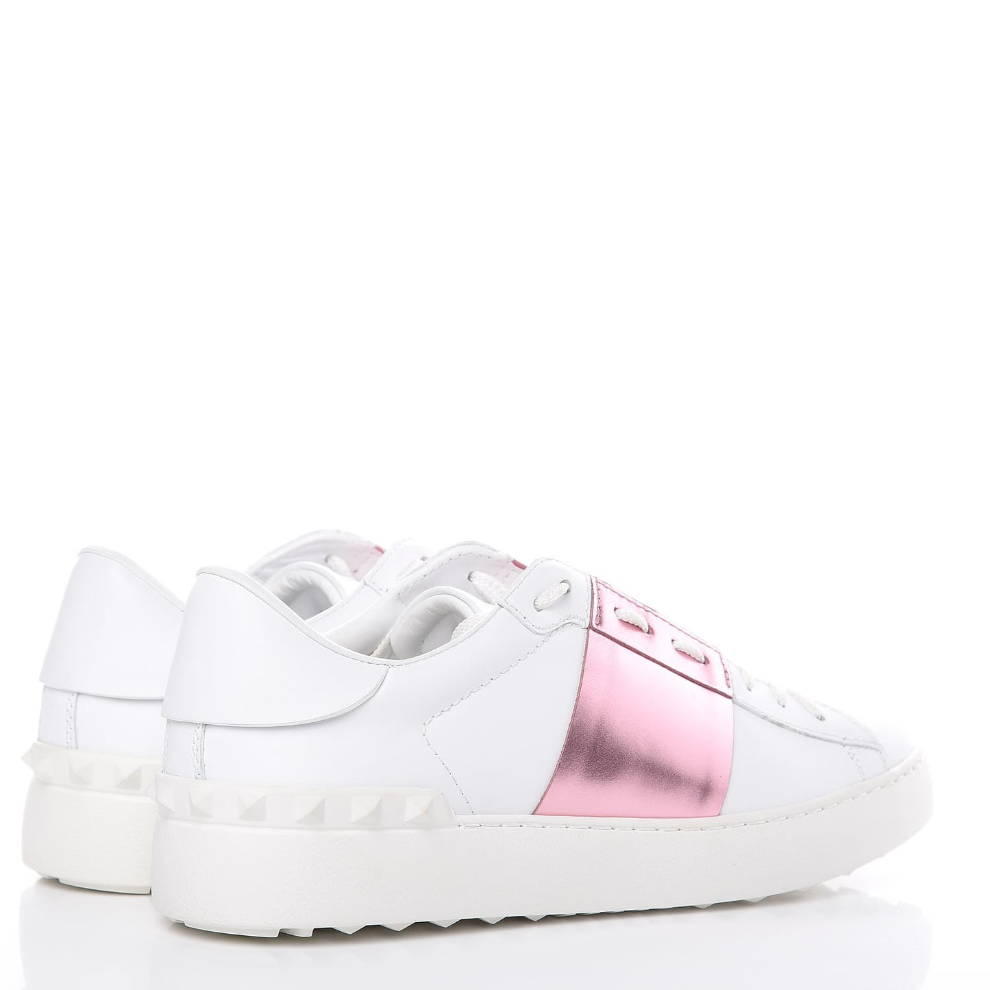 Calfskin Rockstud Open Sneakers 40 White Giacinto
