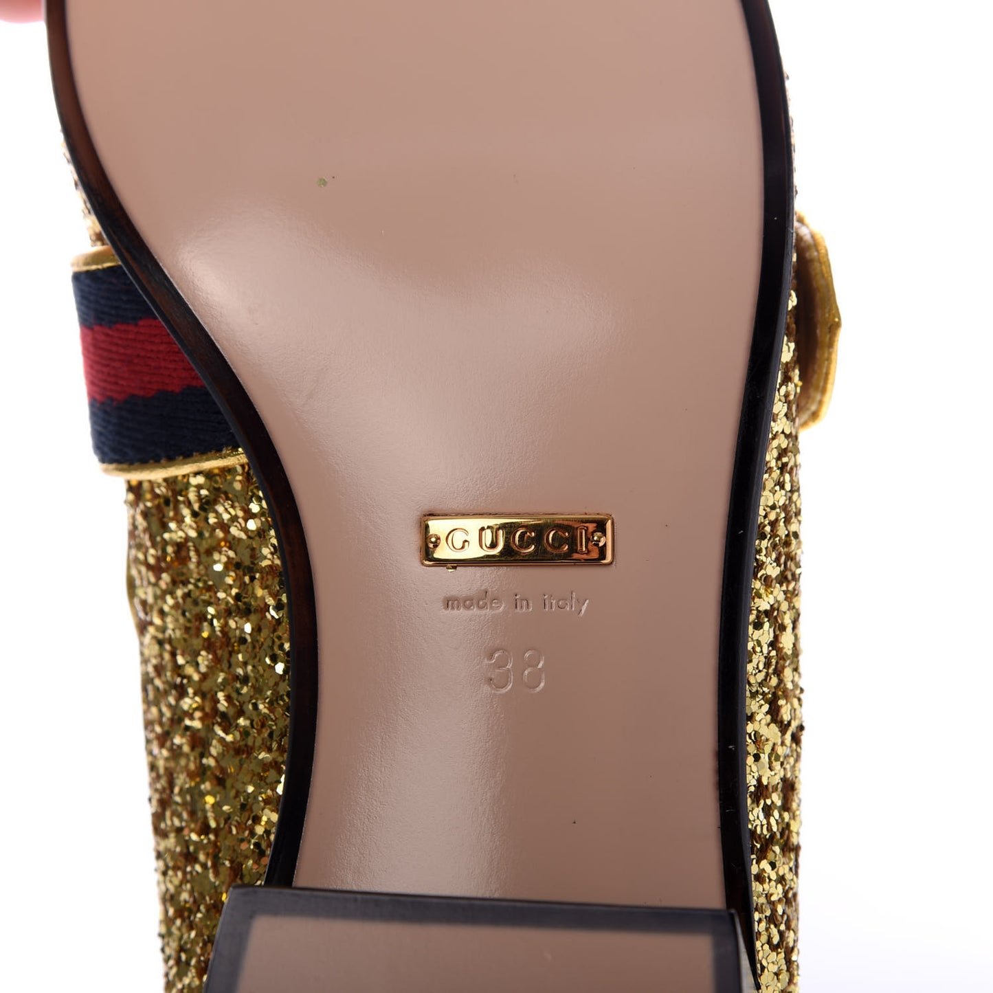 Glitter Web Peyton Loafers 38 Gold