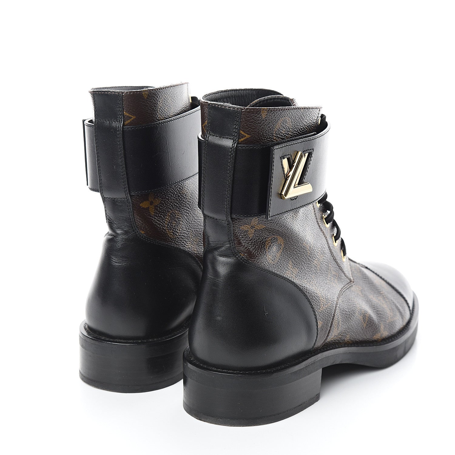 Louis Vuitton Calfskin Monogram Wonderland Flat Ranger Boots 41 Black 4 of 10