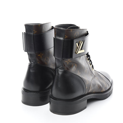Louis Vuitton Calfskin Monogram Wonderland Flat Ranger Boots 41 Black 4 of 10