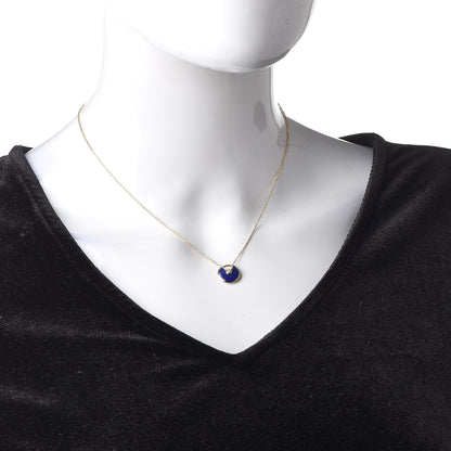 Cartier 18K Yellow Gold Diamond Lapis Lazuli XS Amulette de Pendant Necklace 2 of 6