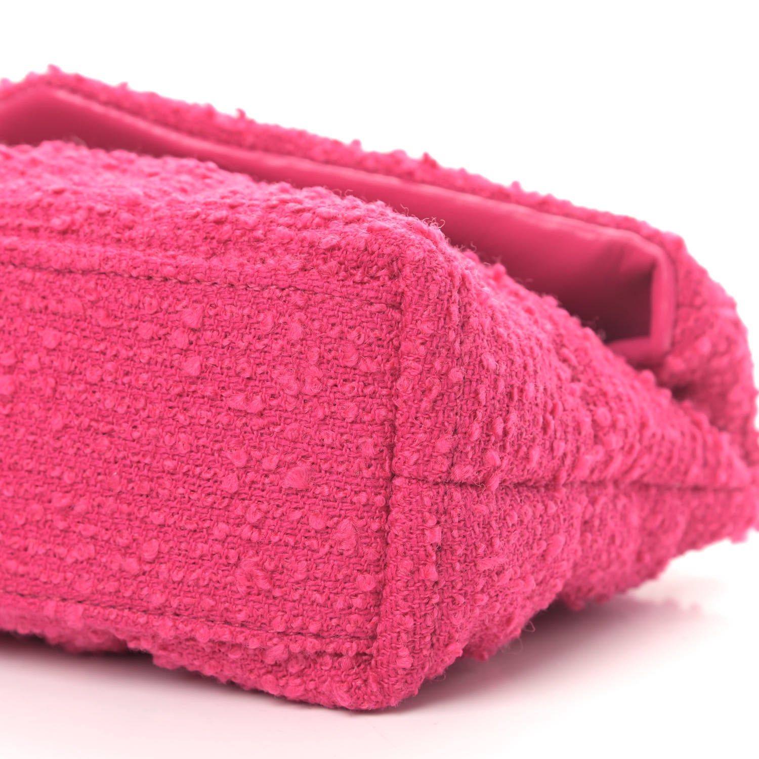 Saint Laurent Boucle Tweed Quilted Toy Loulou Puffer Monogram Chain Satchel Magenta 7 of 9