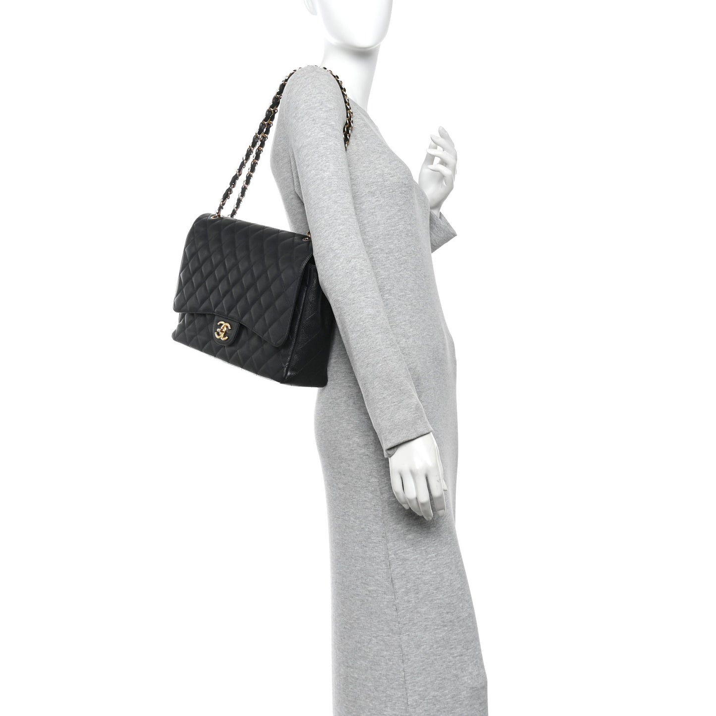 Caviar Quilted Maxi Double Flap Black