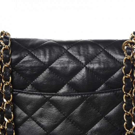 Lambskin Quilted Small Double Flap Black