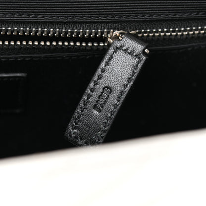 Saint Laurent Grain De Poudre Matelasse Chevron Large Monogram Satchel Light Grey 6 of 9